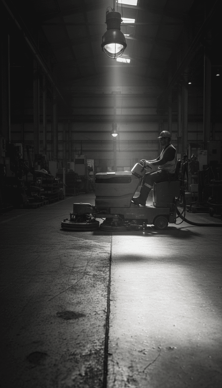 Industrial facility deep cleaning with professional equipment